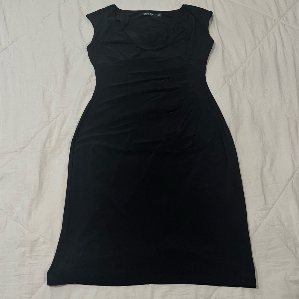 Lauren Ralph Lauren Women’s Classy Black Jersey Stretch Cowlneck Dress Size 8 - Picture 9 of 9